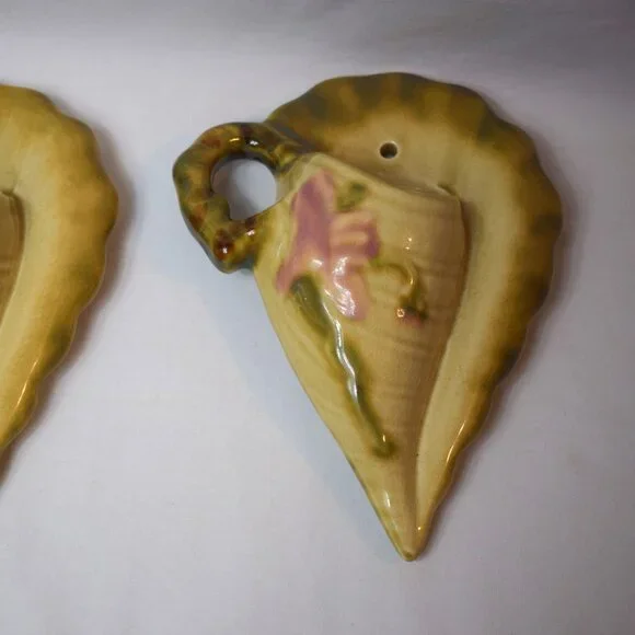 Pair Vintage Hull Pottery Woodland Wall Pocket Vases